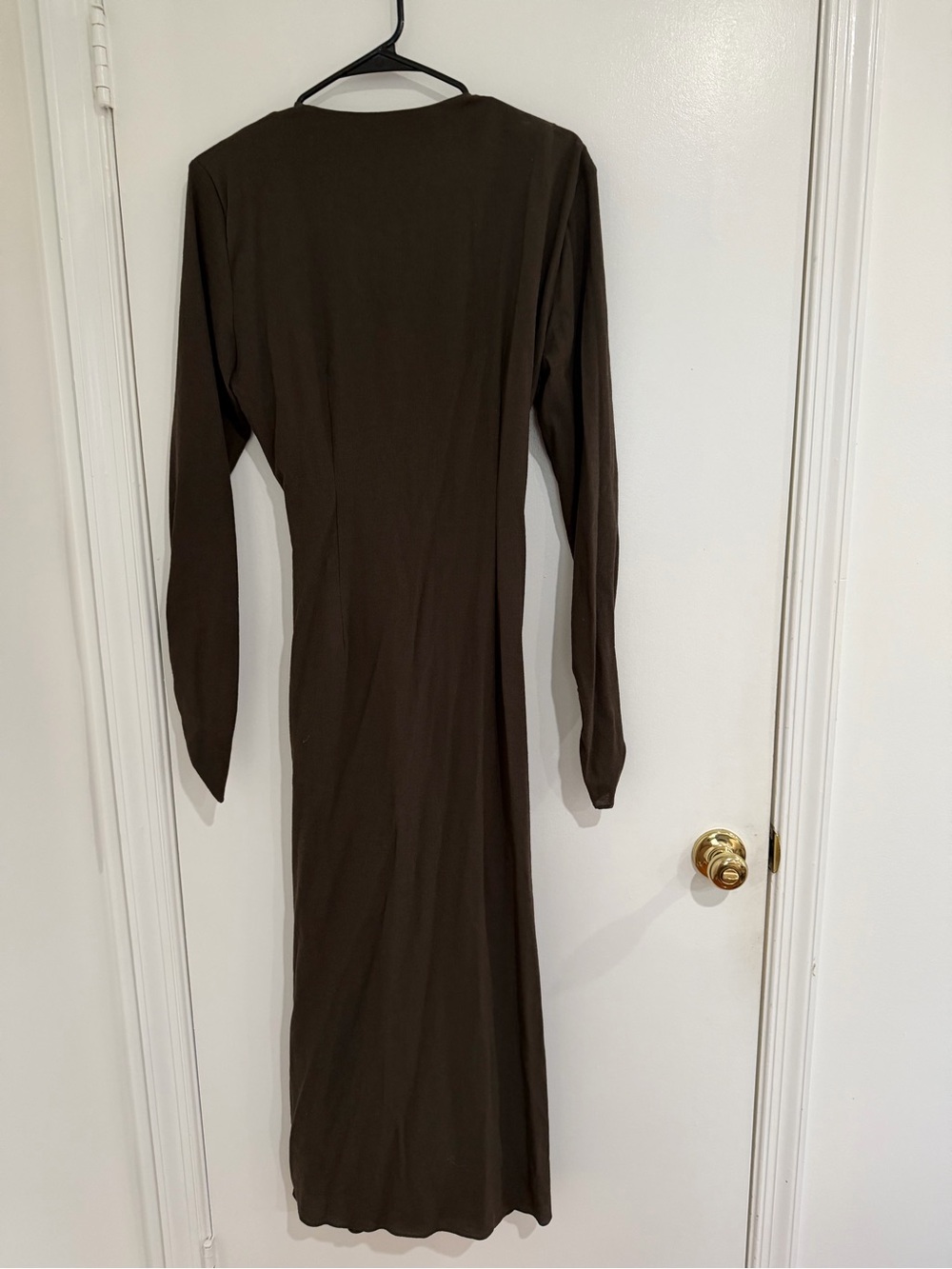 NWT Zara Draped Faux Wrap Midi Dress Brown V Neck Long Sleeve Quiet Luxury XL - Picture 5 of 7